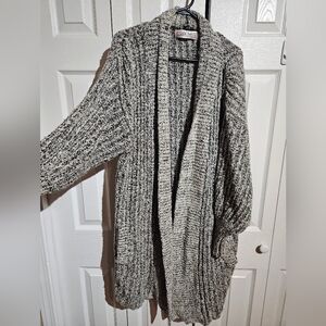 Oversized Knit Cardigan | Vintage 80s Adam French | Grey Size Large